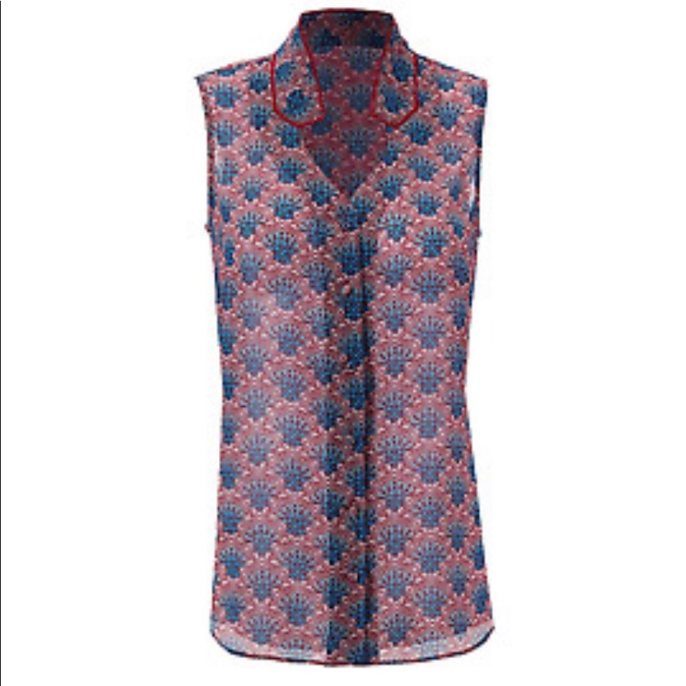 CABI BLUE FAN BLOUSE